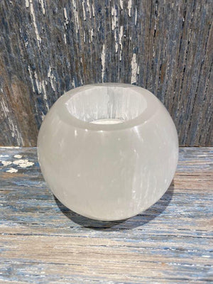 Selenite Globe Votive Holder