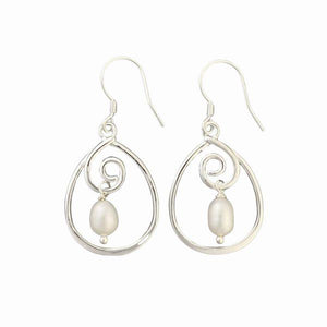 Teardrop Swirly Pearl Earrings