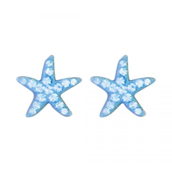 Blue Crystal Starfish Post Earrings