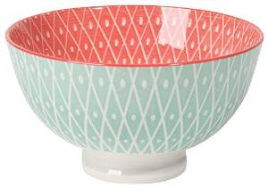 Celadon Green and Orange Geo Bowl
