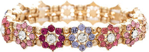 Crystal Flower Bracelet-Pinks