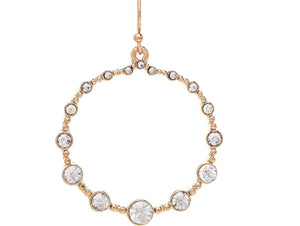 Crystals Inlaid Hoop Earrings-Gold