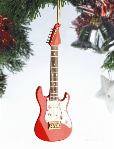 Red Fender Guitar Ornament