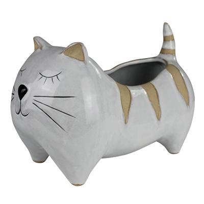 ceramic cat planter pot Sid the Striped Cat Planter