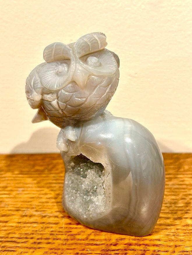 Agate Druzy Gemstone Owl