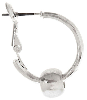 Silver Toned Snap Lock Cape Cod Style Ball Hoop Earrings