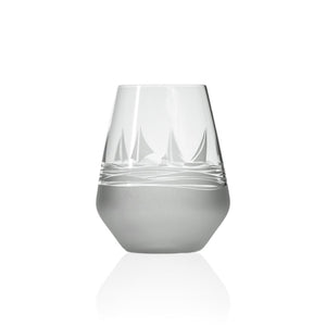 Sailboats Stemless Wine Glass