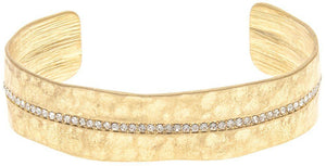 Gold Hammered Cuff with Crystals