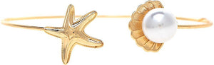 Gold Pearl & Shell Cuff Bracelet