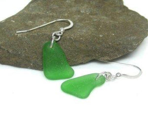 Green Sea Glass Earrings