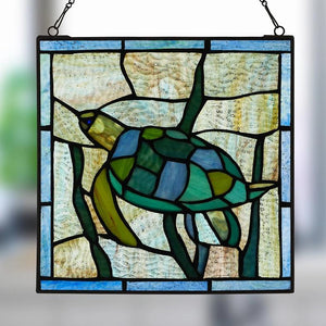 Sea Turtle Stained Glass Panel