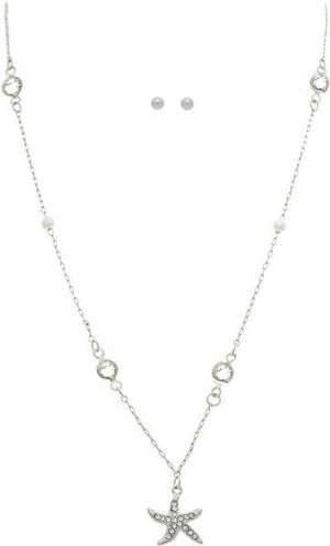 Silver Tiny Starfish Necklace Set