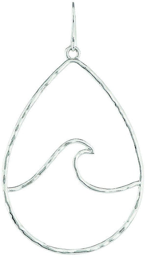 Silver Toned Wave Teardrop Earring