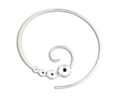 Silver Twist Hoop with Beads