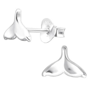 Tiny Whale Tail Post Earrings