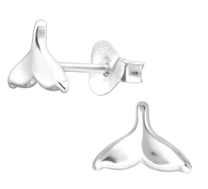 Tiny Whale Tail Post Earrings