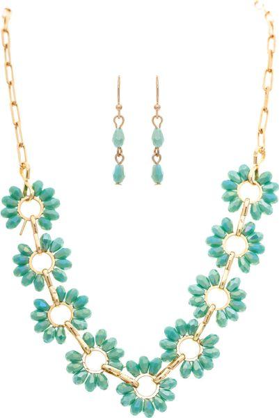Turquoise Daisy Necklace and Earrings Set