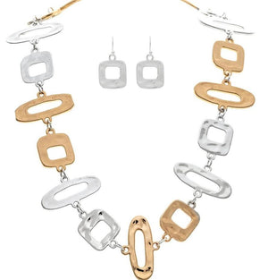 Two Tone Geometric Necklace Set