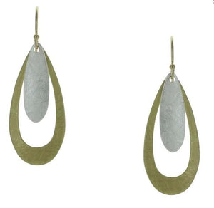 Two Tone Oval Drop Earrings