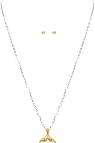 Two Tone Tine Whale Tail Necklace Set