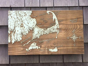 Wooden Cape Cod Map
