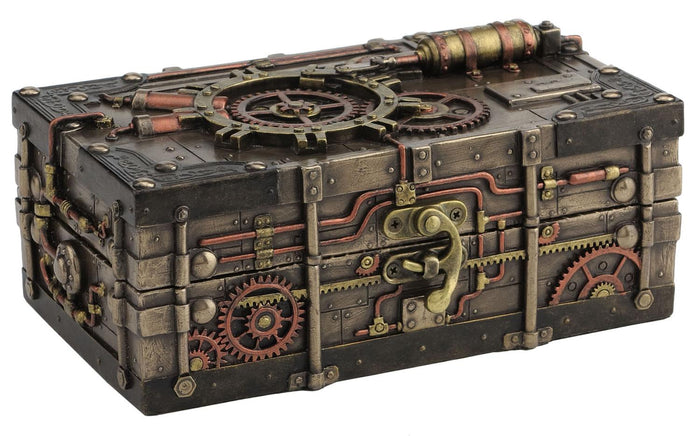 Steampunk Gears Hinged Box with Latch