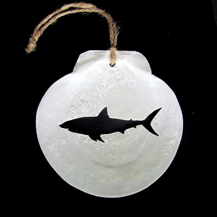 Great White Shark Scallop Shell Ornament