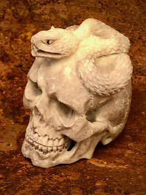 Skull & Snake Intertwined - Moose Antler Carving