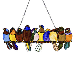 Stained Glass Birds on a Wire