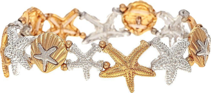 Two Tone Starfish and Shell Bracelet