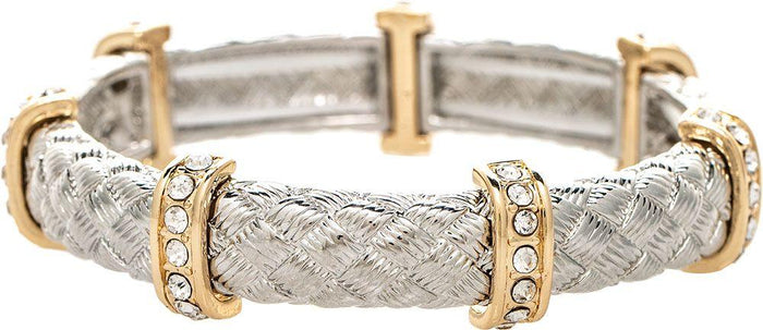 Two Tone Woven Bracelet with Crystals